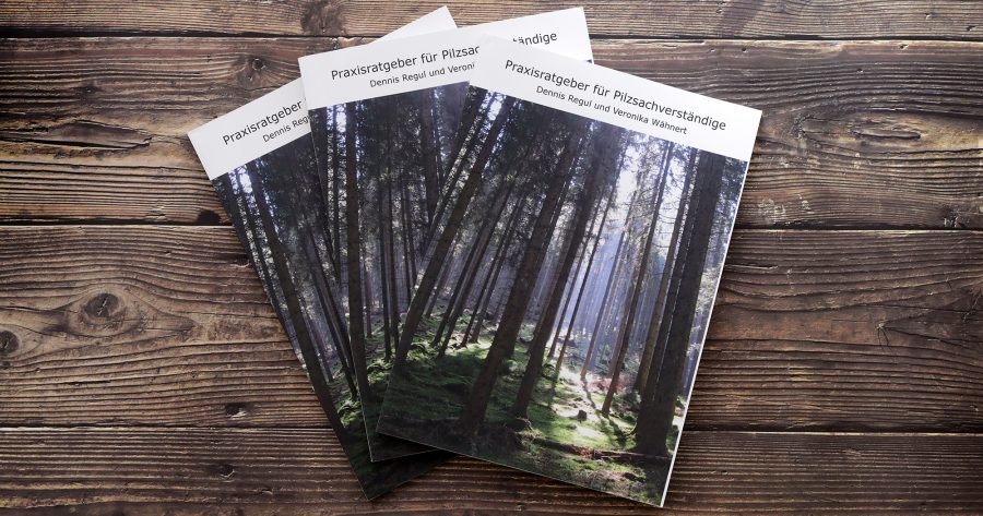 Auf dem Bild sehen sie drei Bücher: Praxisratgeber für Pilzsachverständige